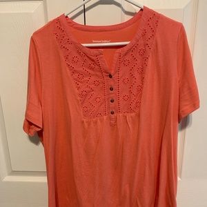 Woman Within coral short sleeve shirt